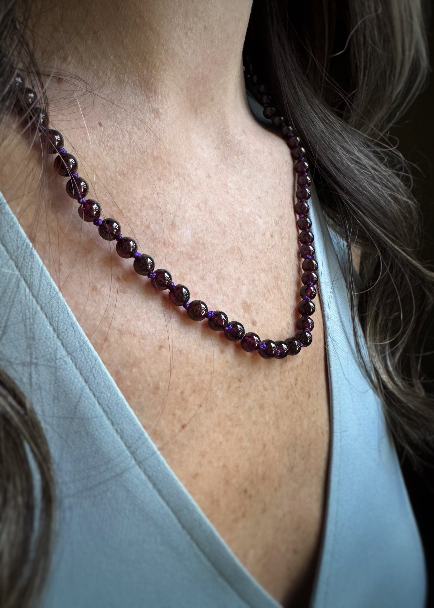 Sterling + Rhodalite Garnet Bead Necklace