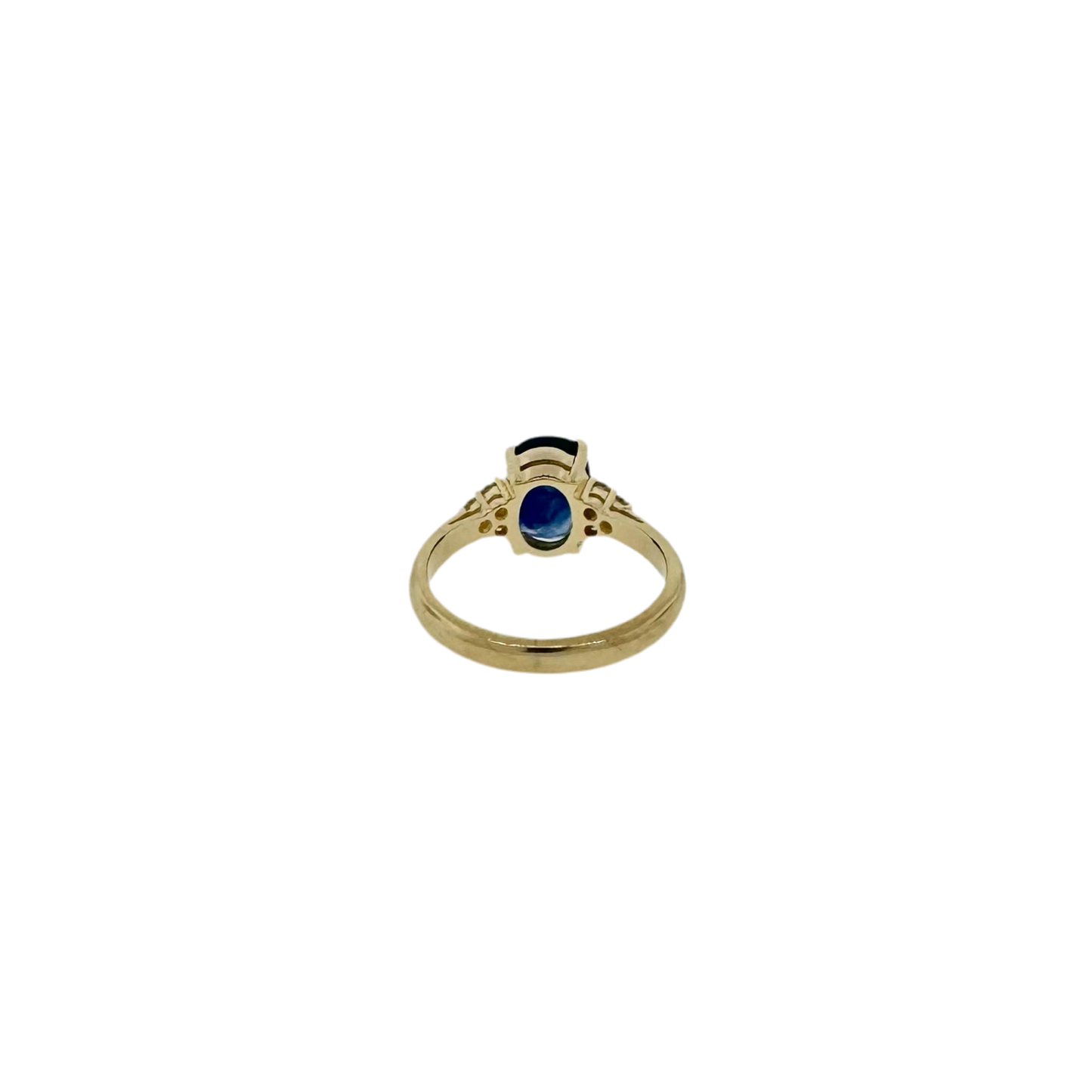 Estate 14k + Blue Sapphire and Diamond Ring