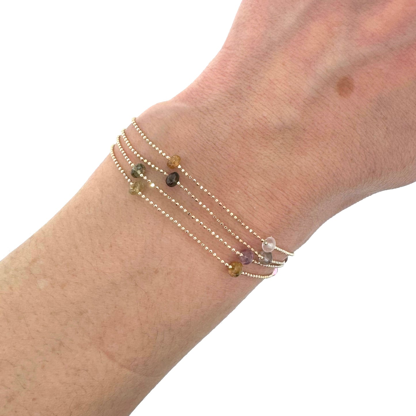 Estate 14k + Tourmaline Bead 4-Strand Bracelet