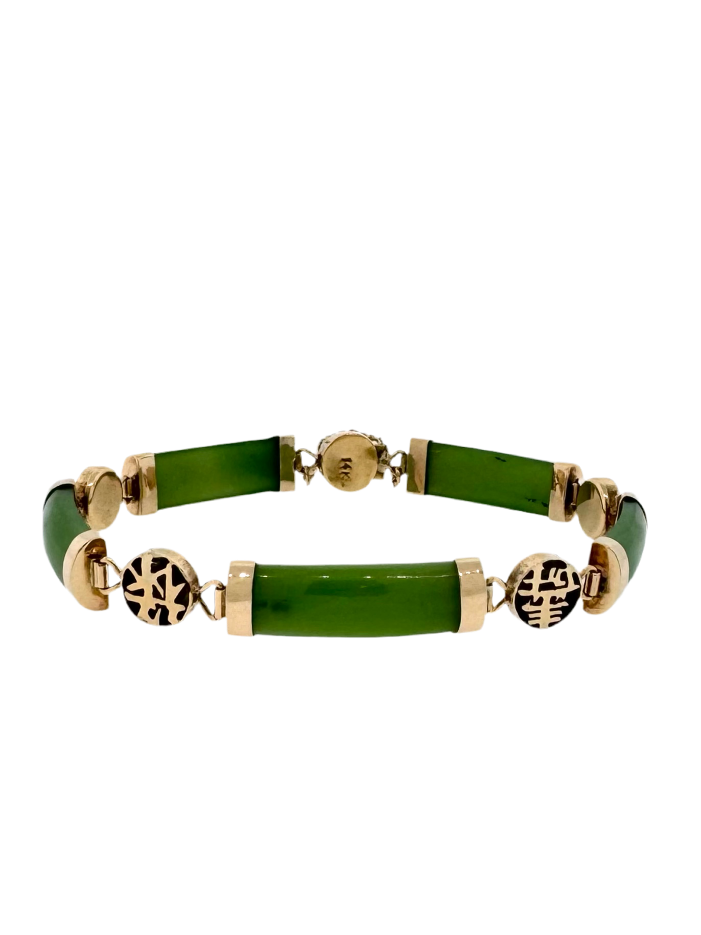 Estate 14k + Jade Link Bracelet