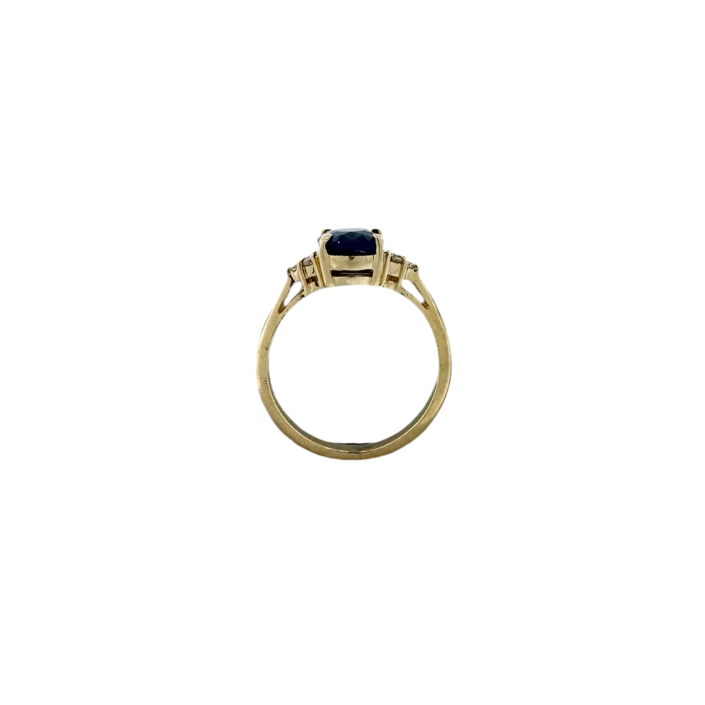 Estate 14k + Blue Sapphire and Diamond Ring