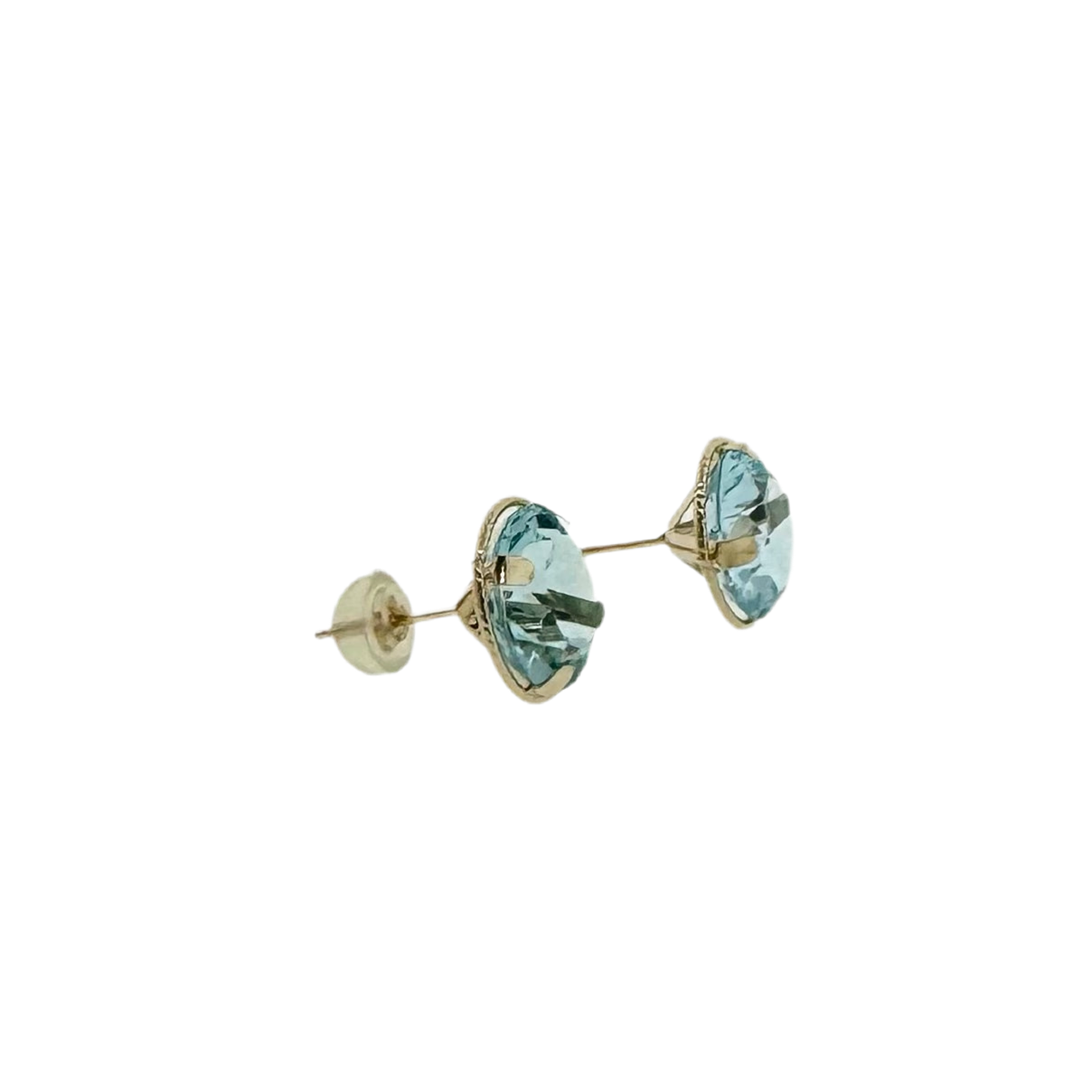 Estate 14k + Blue Topaz Stud Earrings