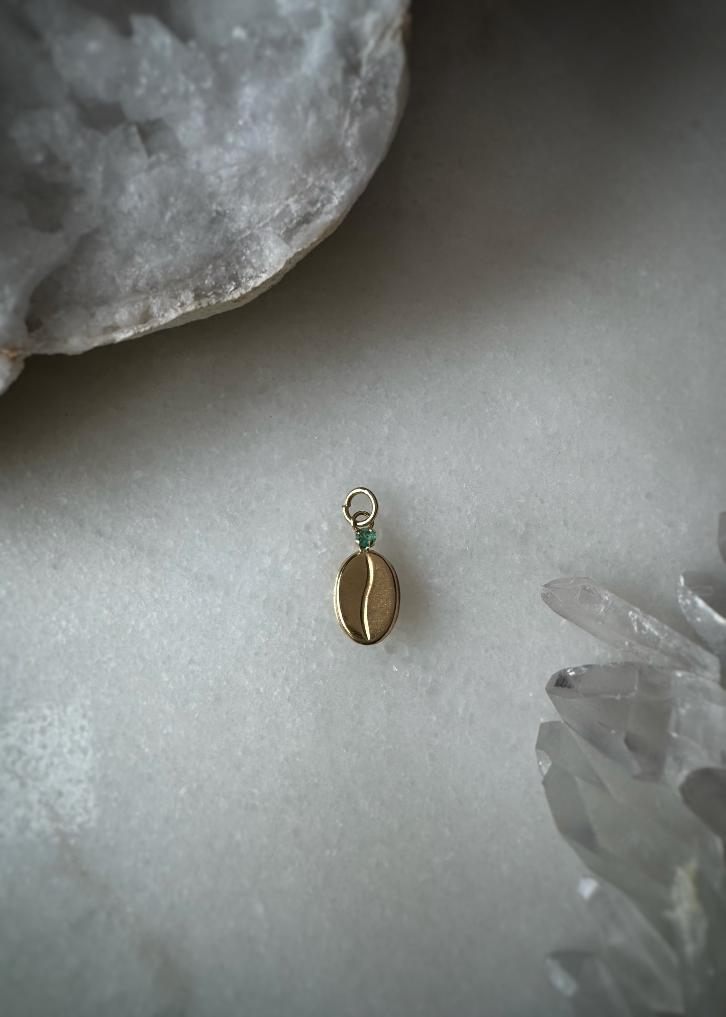 Estate 14k + Emerald Coffee Bean Charm