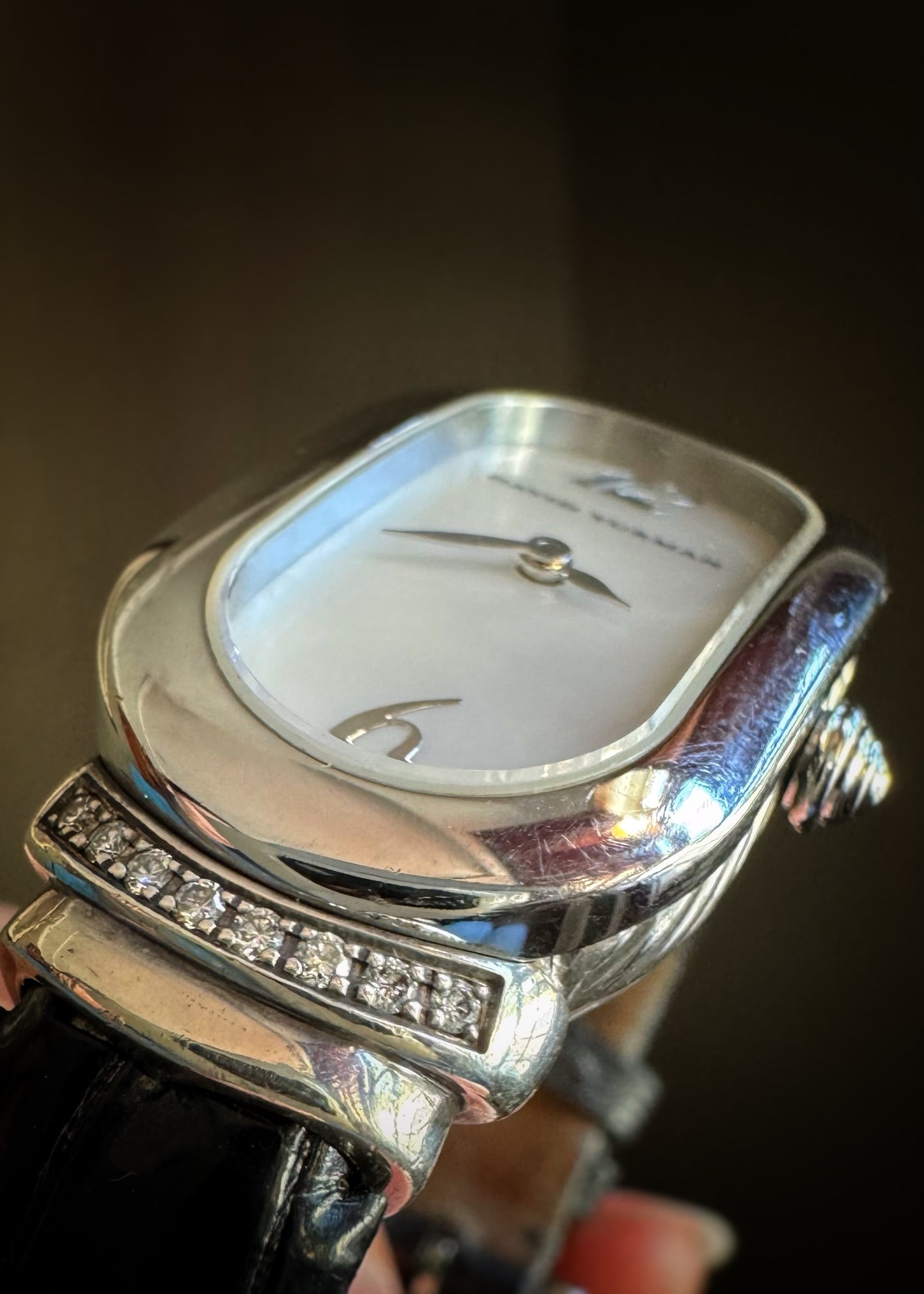 Estate Designer Sterling + Diamond Madison Watch