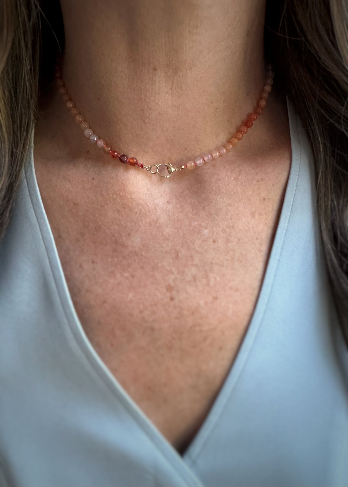 14k + Ombre Carnelian Choker Necklace