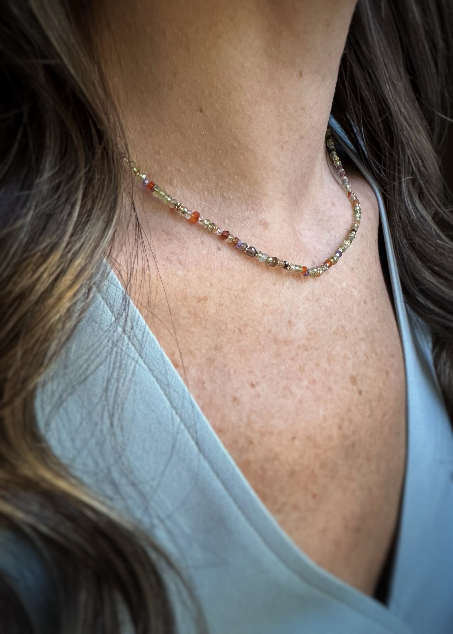 14k + Multi Gemstone Beaded Necklace