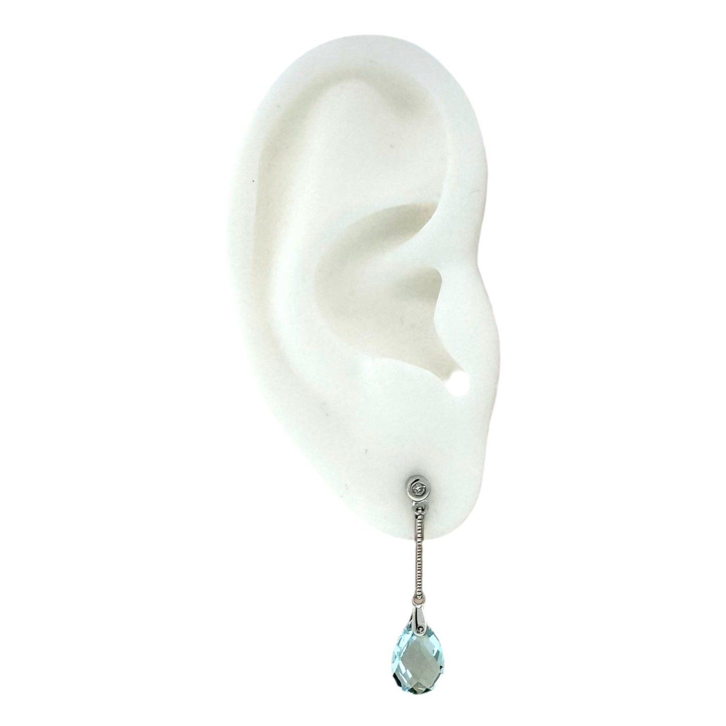 Estate 14k + Blue Topaz and Diamond Earrings