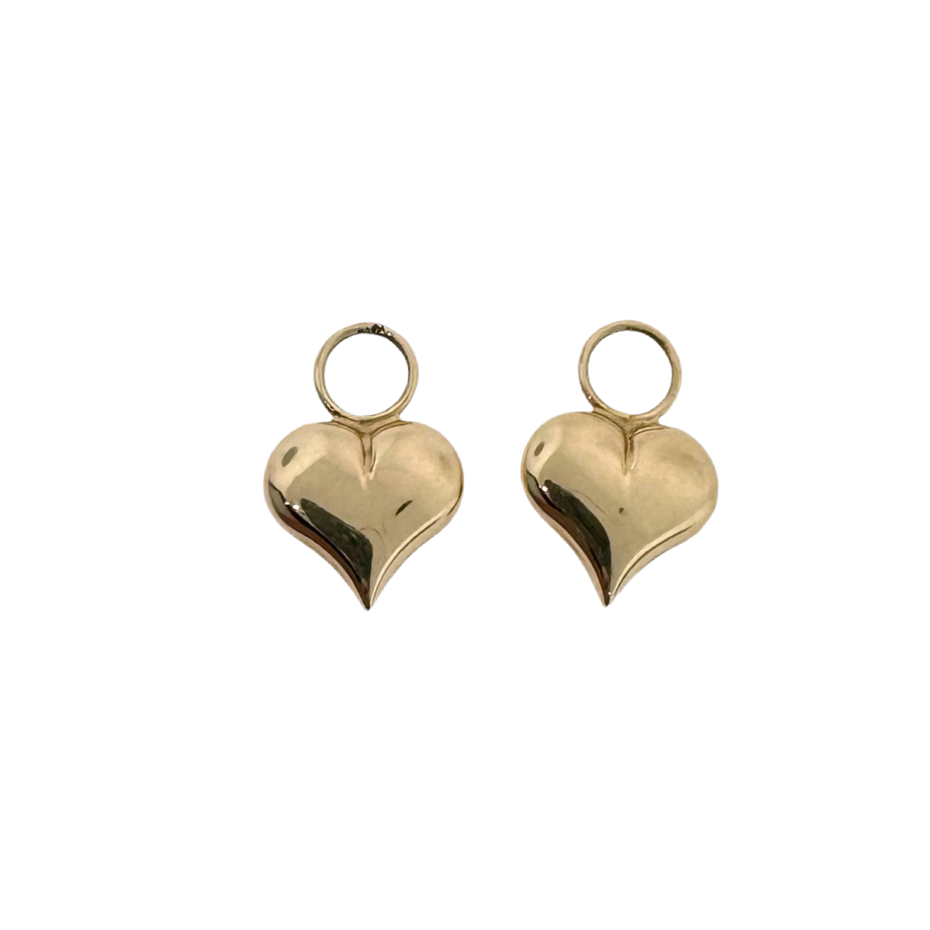 Estate 14k + Diamond Heart Hoop Charms
