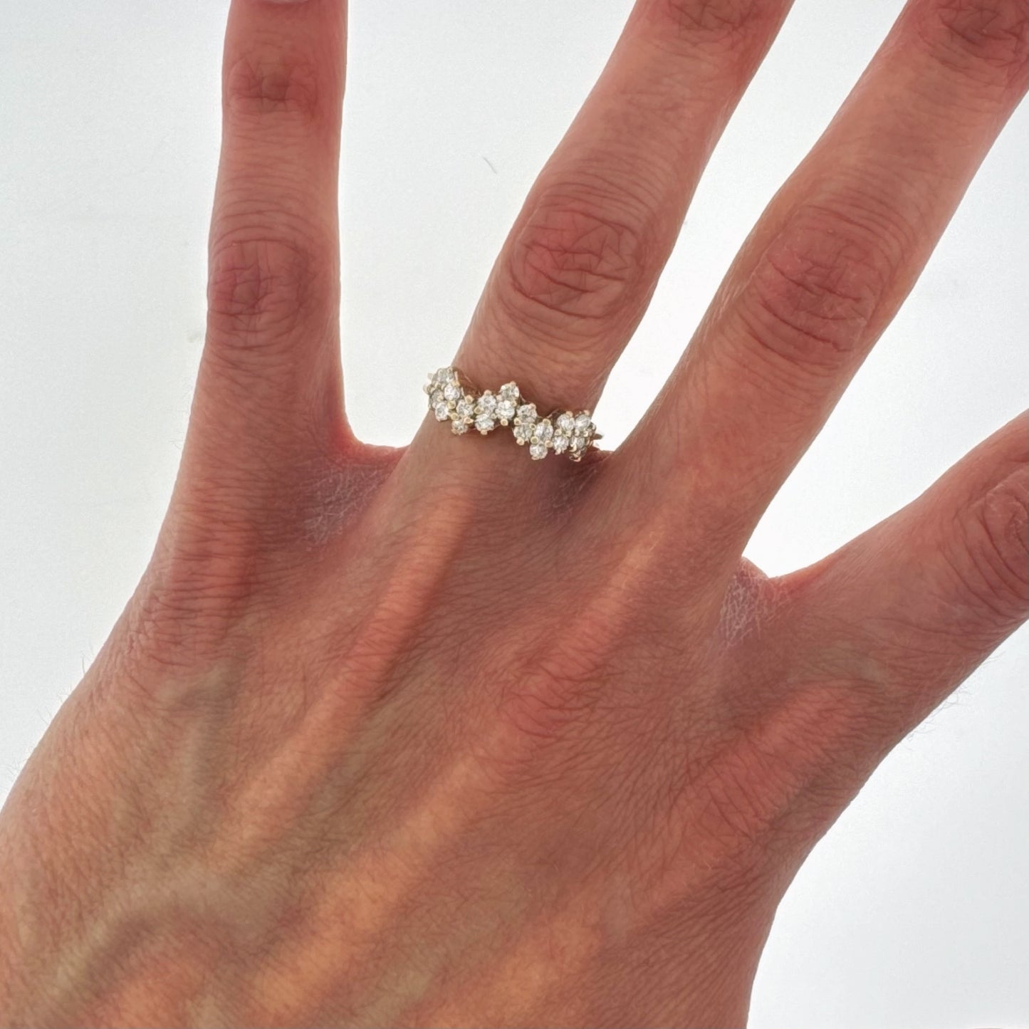 Estate 14k + Diamond Cluster Band