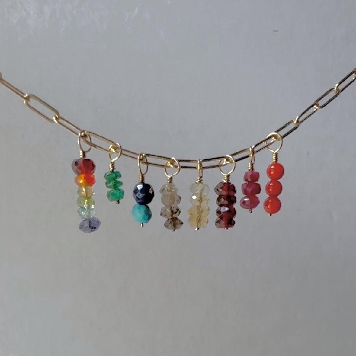 14k Mini Charm + Mixed Gemstones