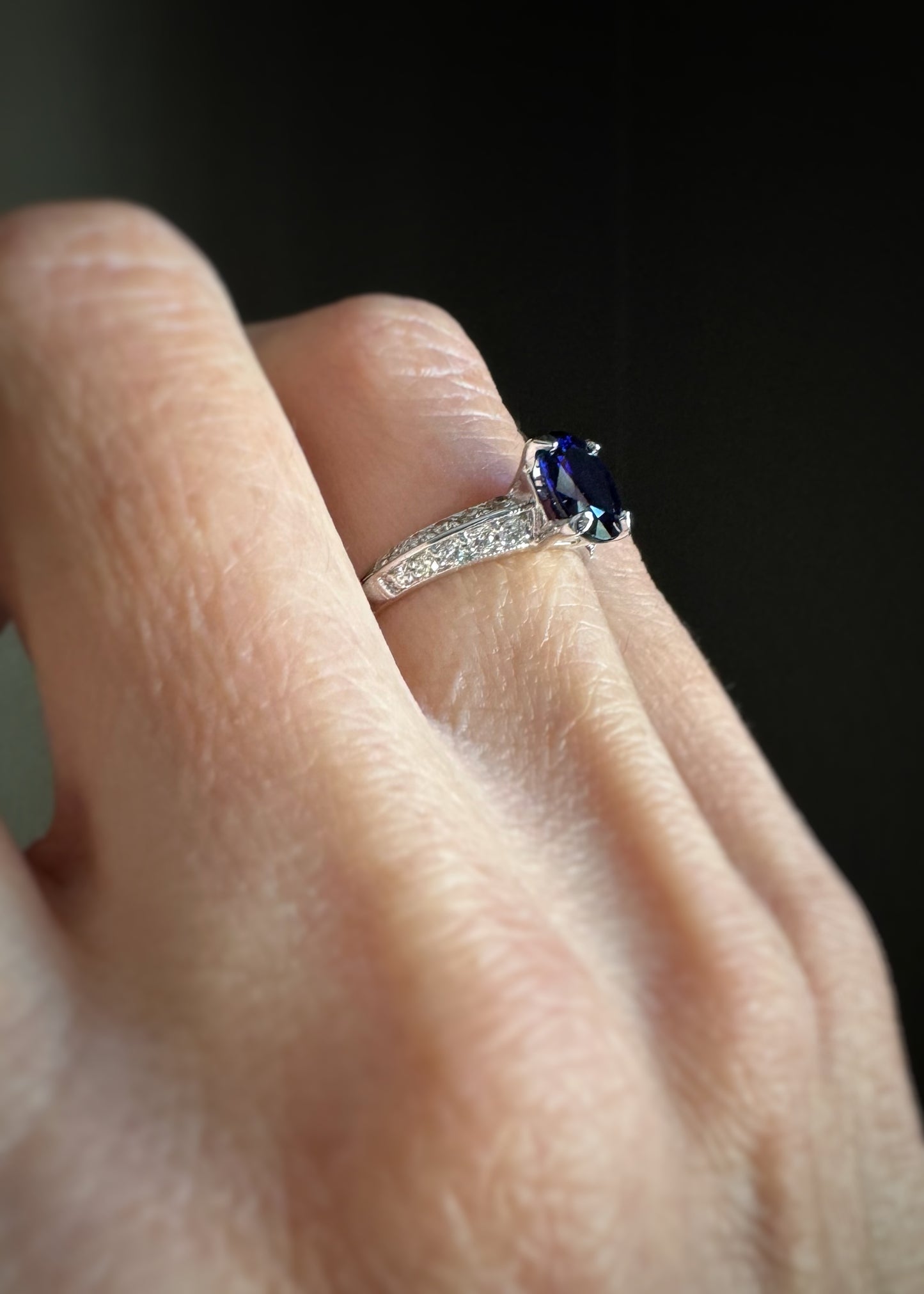 Estate 18k + Sapphire and Diamond Ring