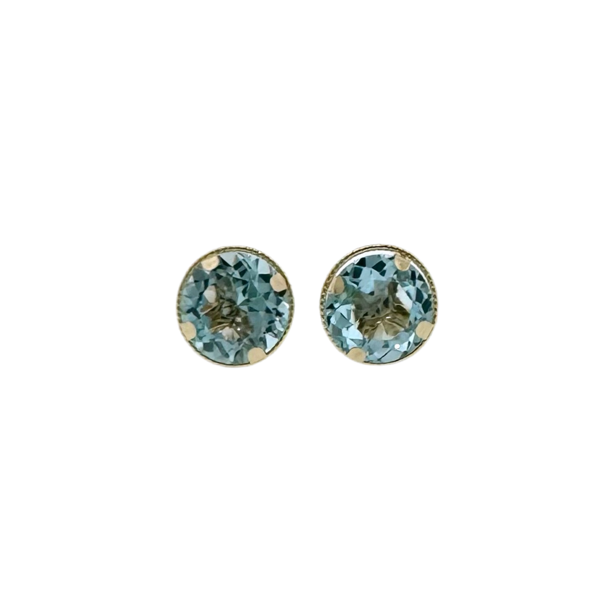 Estate 14k + Blue Topaz Stud Earrings