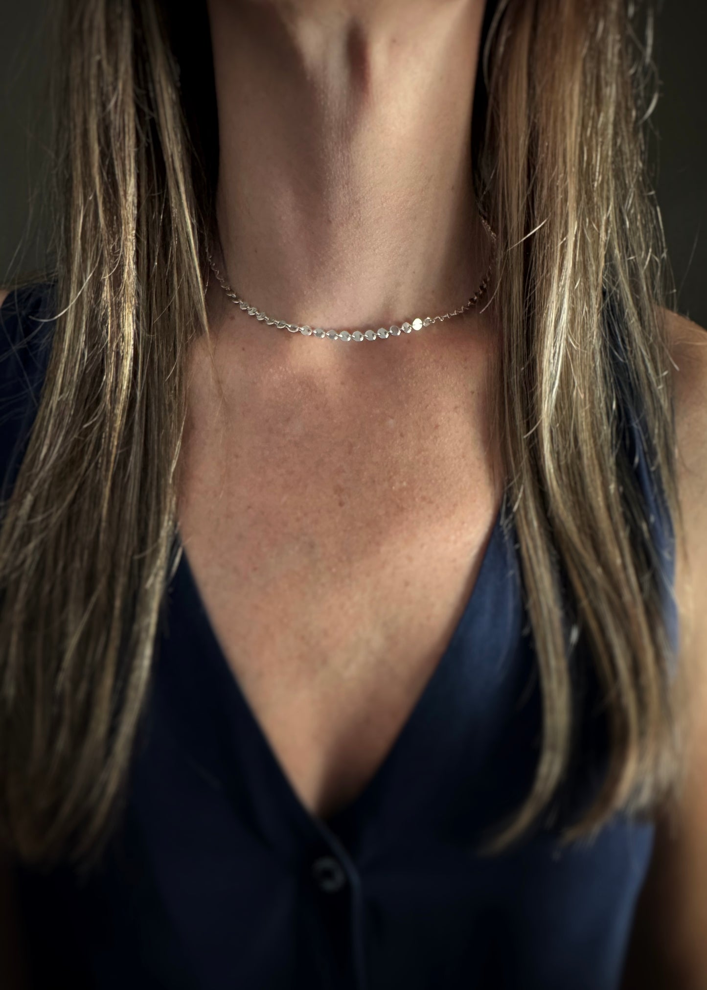 Sterling + Disc Chain Necklace 16"