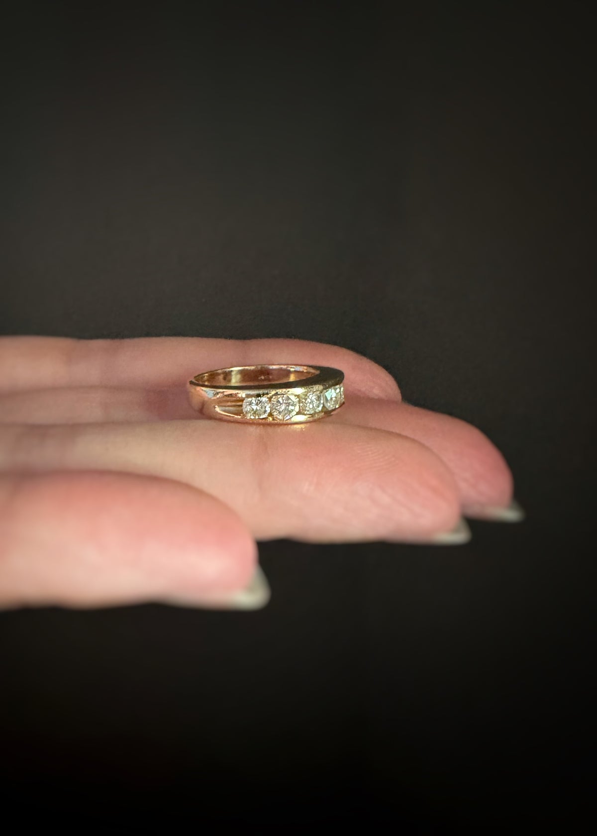 Estate 14k + Diamond Channel Set Band