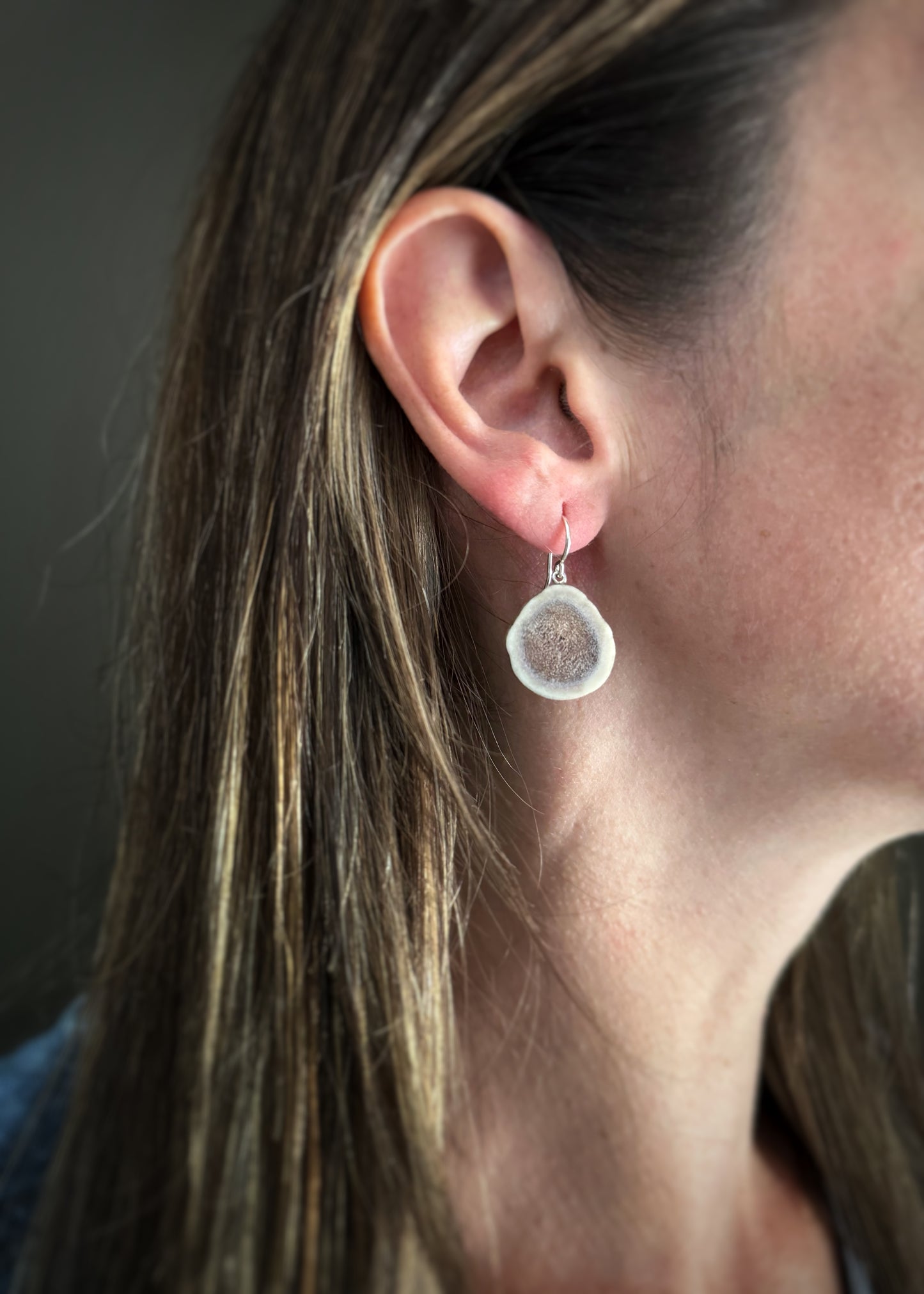Sterling + Medium Antler Slice Earrings