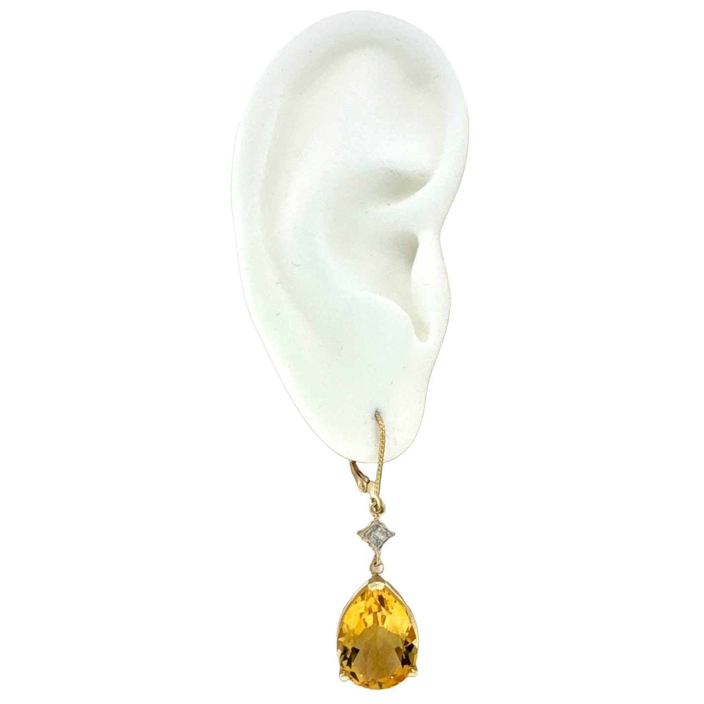 Estate 14k + Citrine and Diamond Dangle Earrings