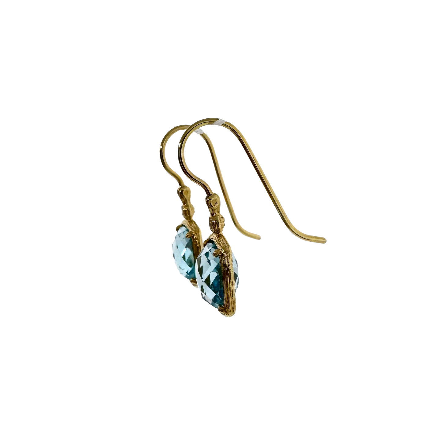 Estate 14k + Blue Topaz and Diamond Dangle Earrings