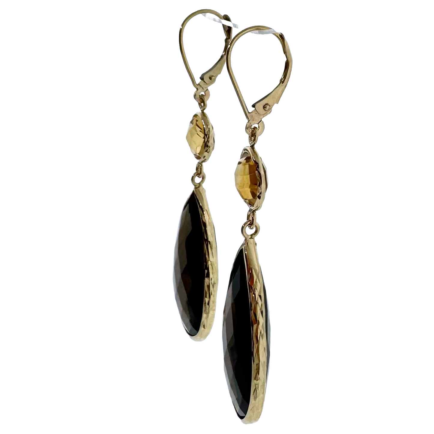 Estate 14k + Citrine and Smoky Quartz Dangle Earrings