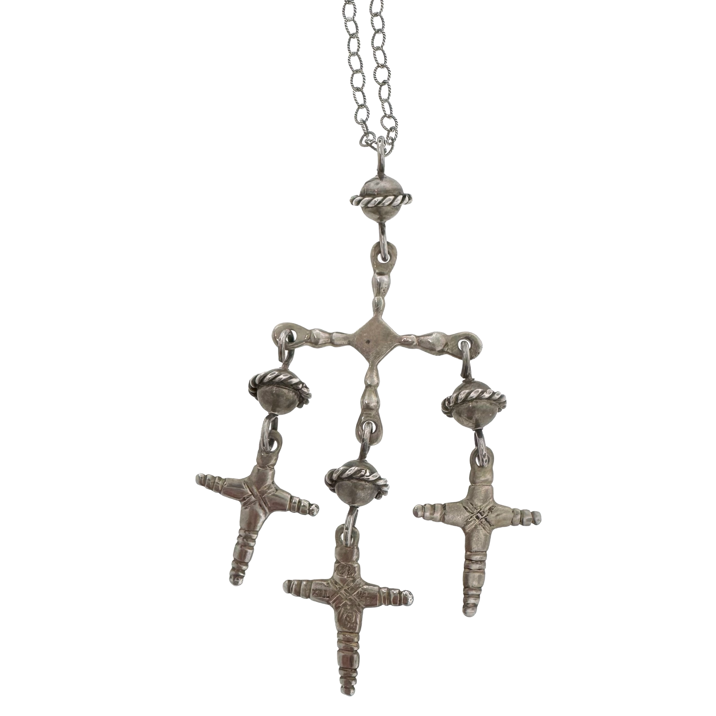 Vintage Sterling Silver + Crosses Necklace