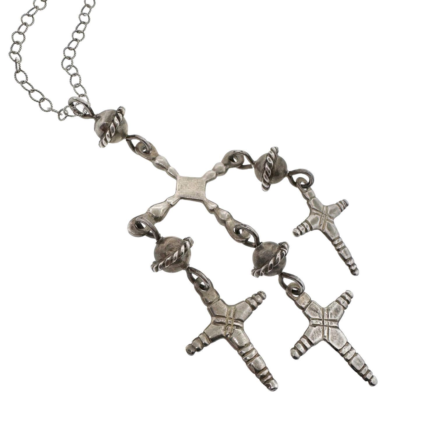 Vintage Sterling Silver + Crosses Necklace