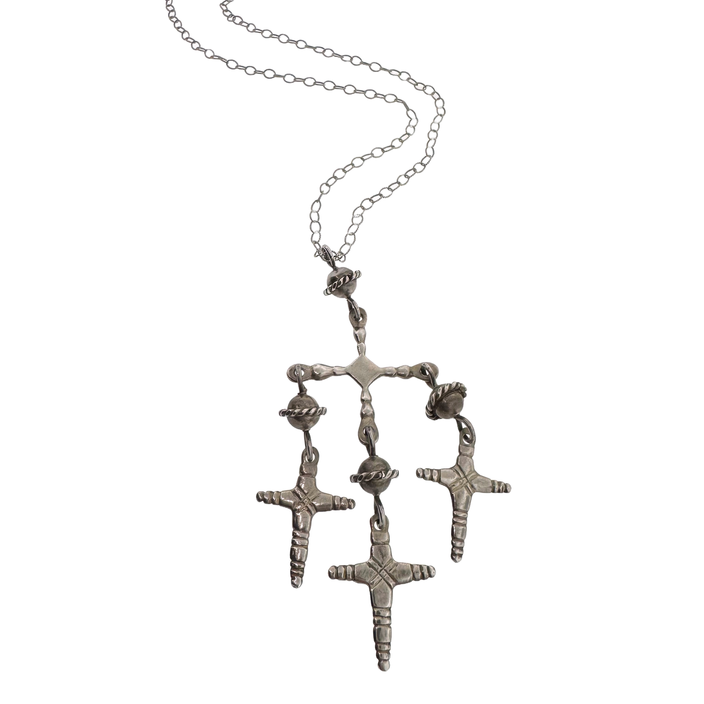Vintage Sterling Silver + Crosses Necklace