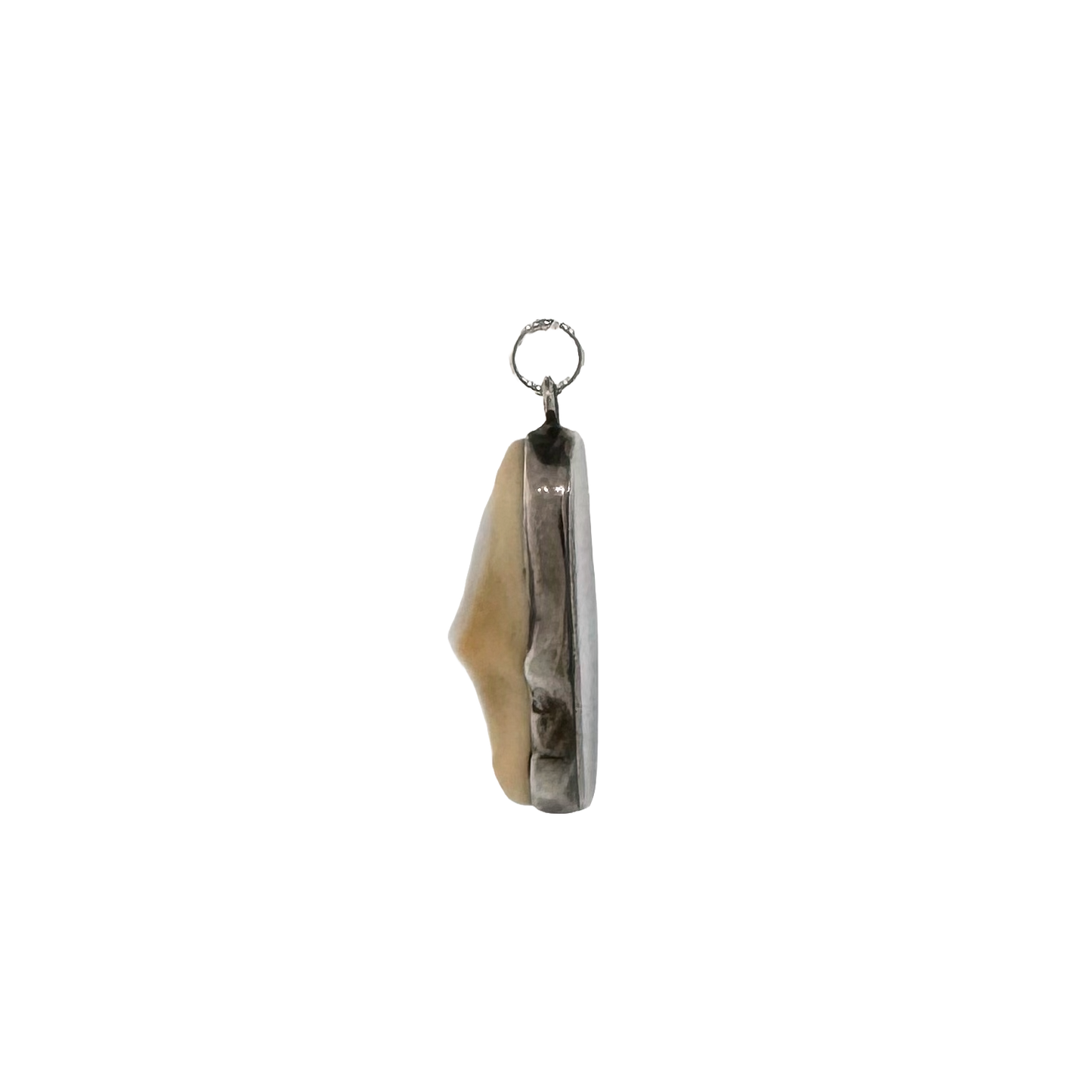 Estate Sterling Silver + Elk Tooth Pendant Charm