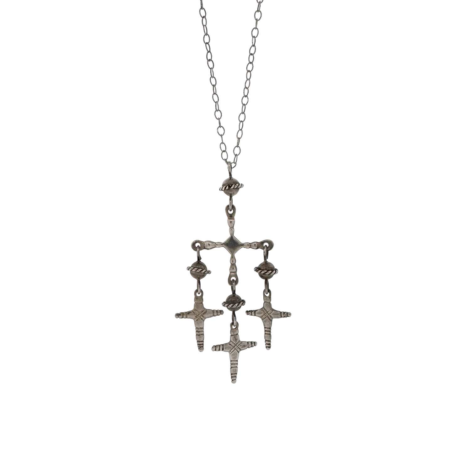 Vintage Sterling Silver + Crosses Necklace