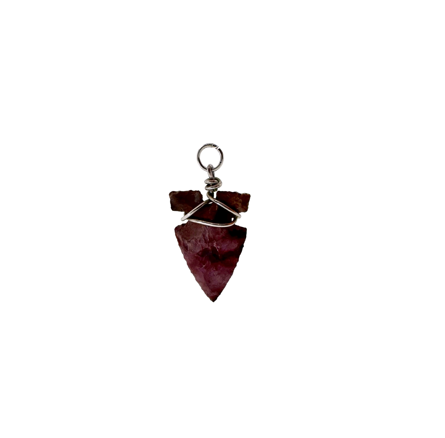 Estate Sterling Silver + Carved Flint Arrowhead Charm
