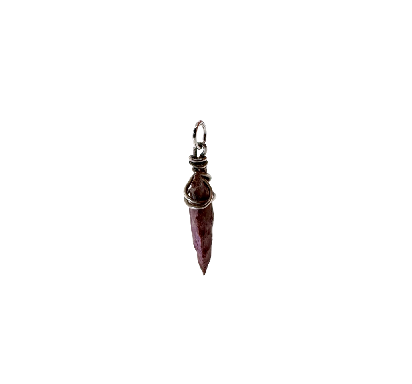 Estate Sterling Silver + Carved Flint Arrowhead Charm