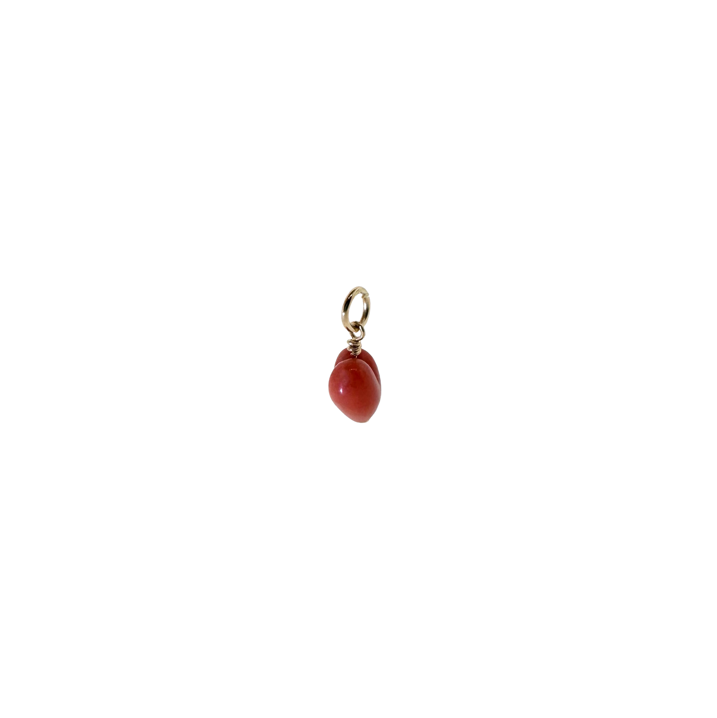 Estate 14k + Victorian Carved Coral Heart Bead Charm
