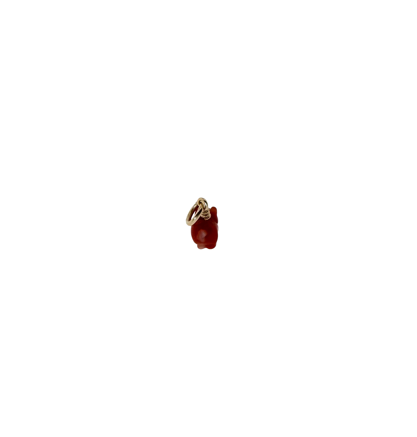Estate 14k + Victorian Carved Coral Mini Pig Bead Charm