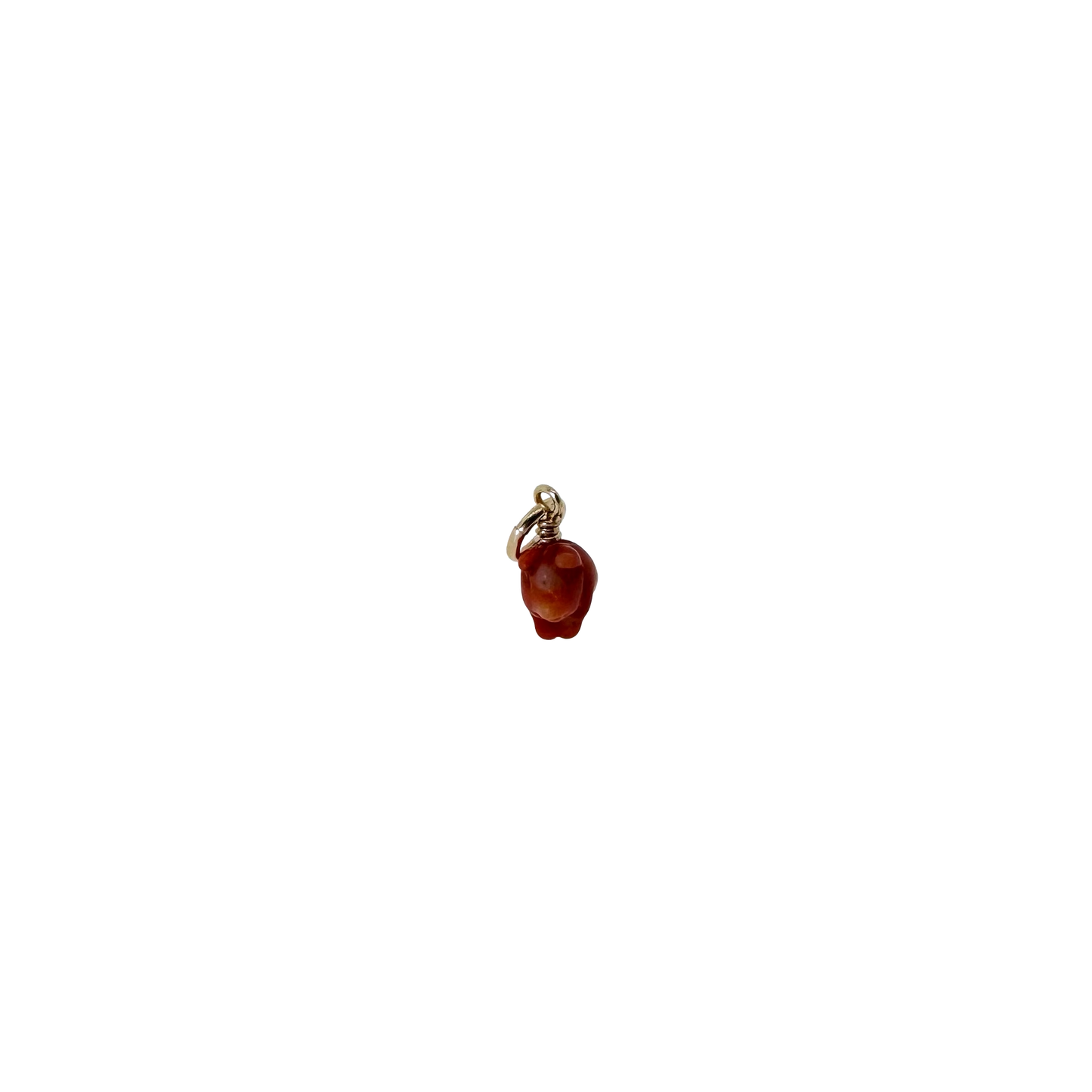 Estate 14k + Victorian Carved Coral Mini Pig Bead Charm
