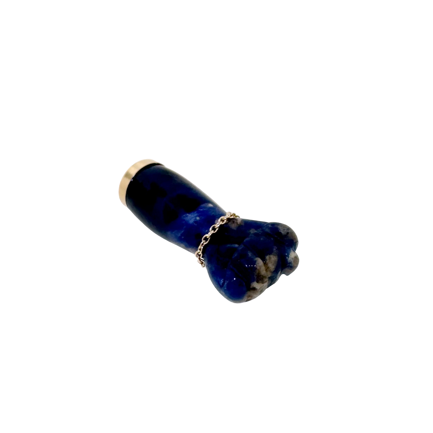 Estate 14k + Sodalite Mano Figa Fist Amulet