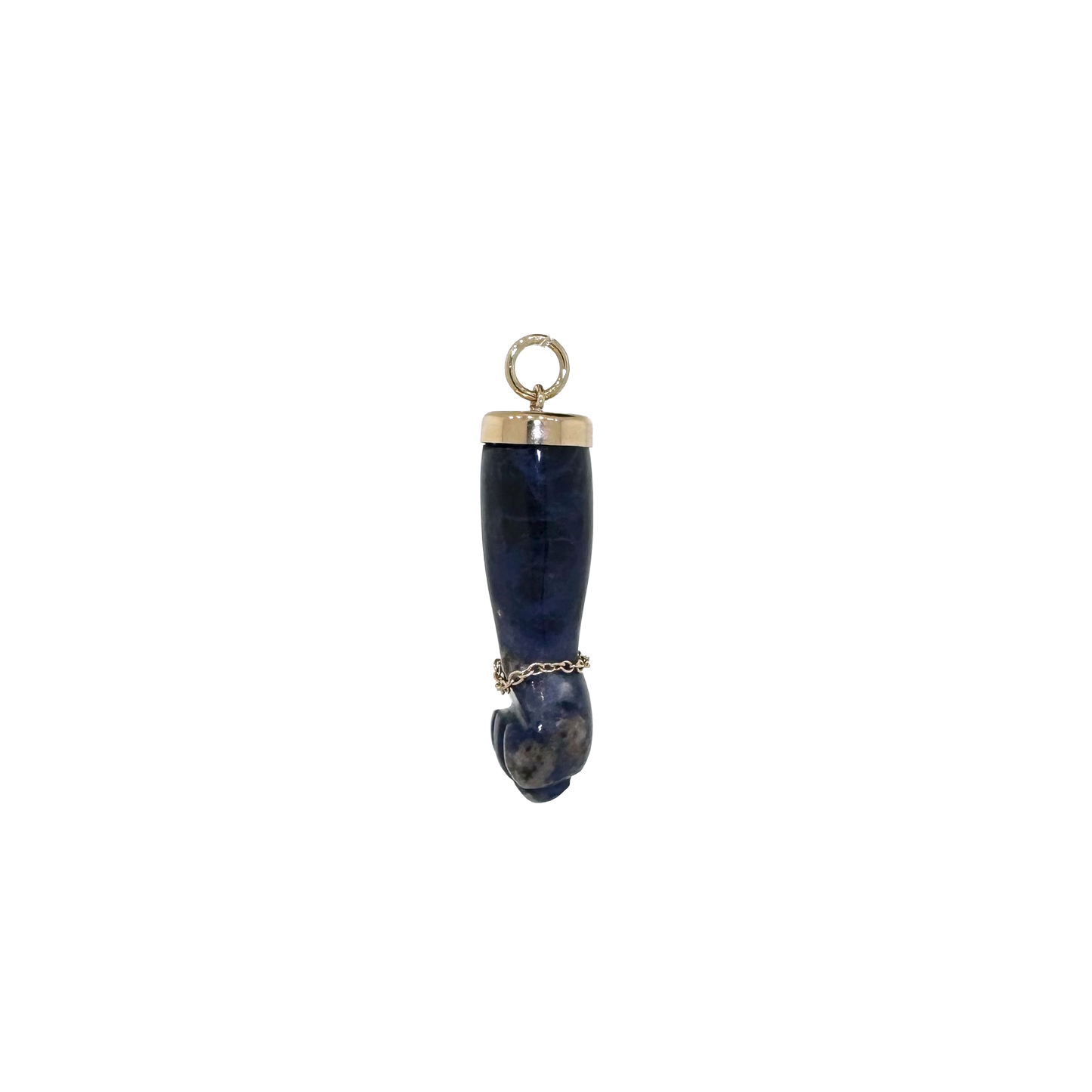 Estate 14k + Sodalite Mano Figa Fist Amulet