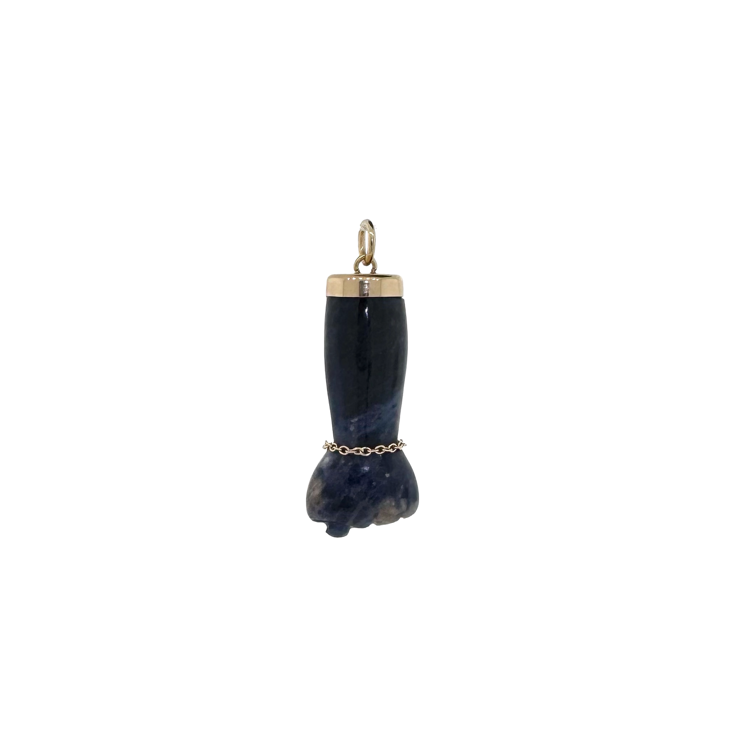 Estate 14k + Sodalite Mano Figa Fist Amulet