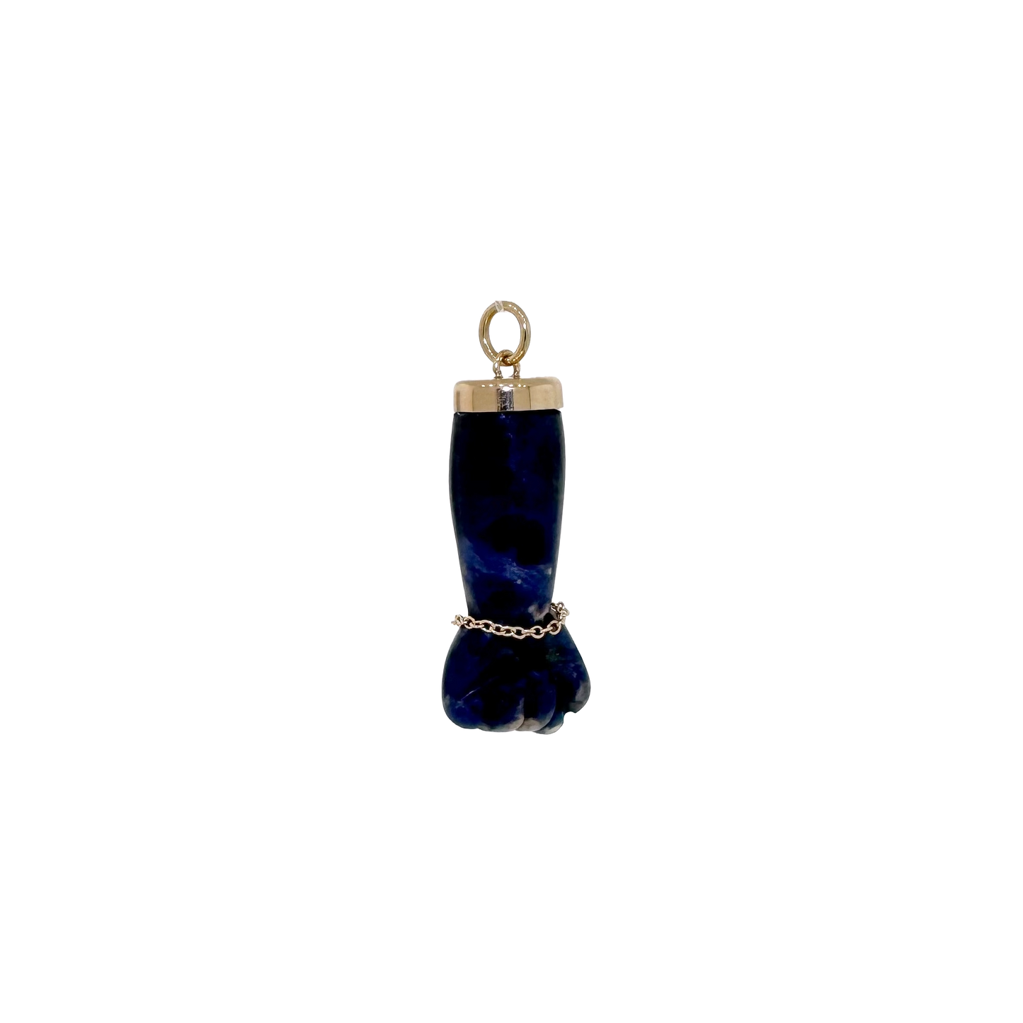 Estate 14k + Sodalite Mano Figa Fist Amulet