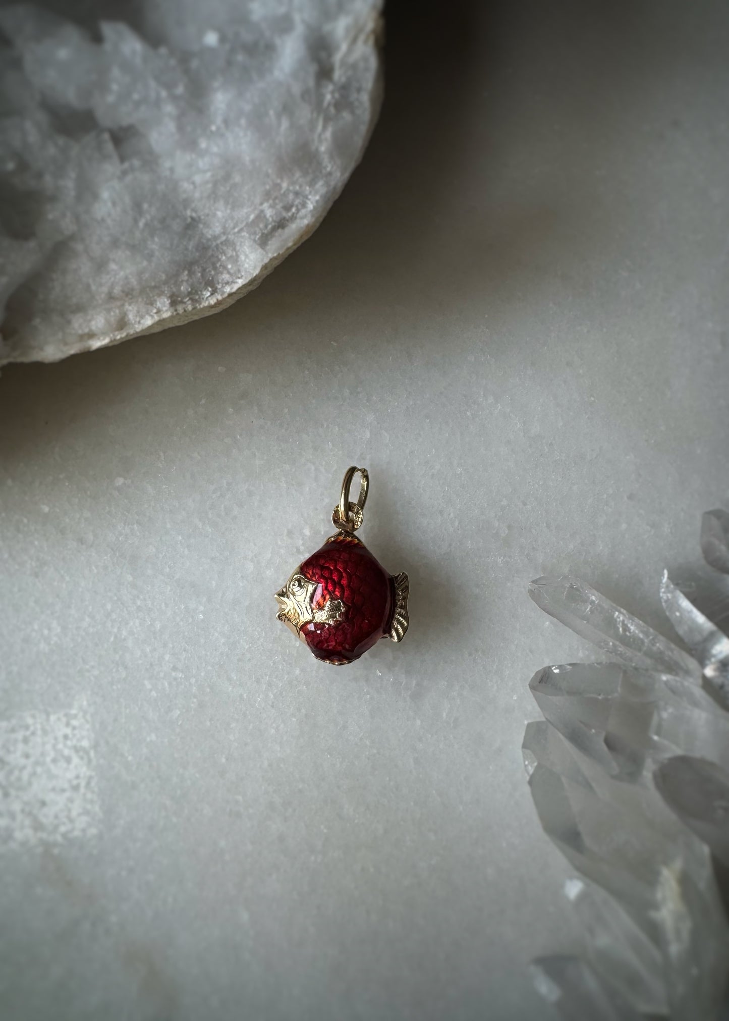 Estate 14k + Enameled Fish Charm