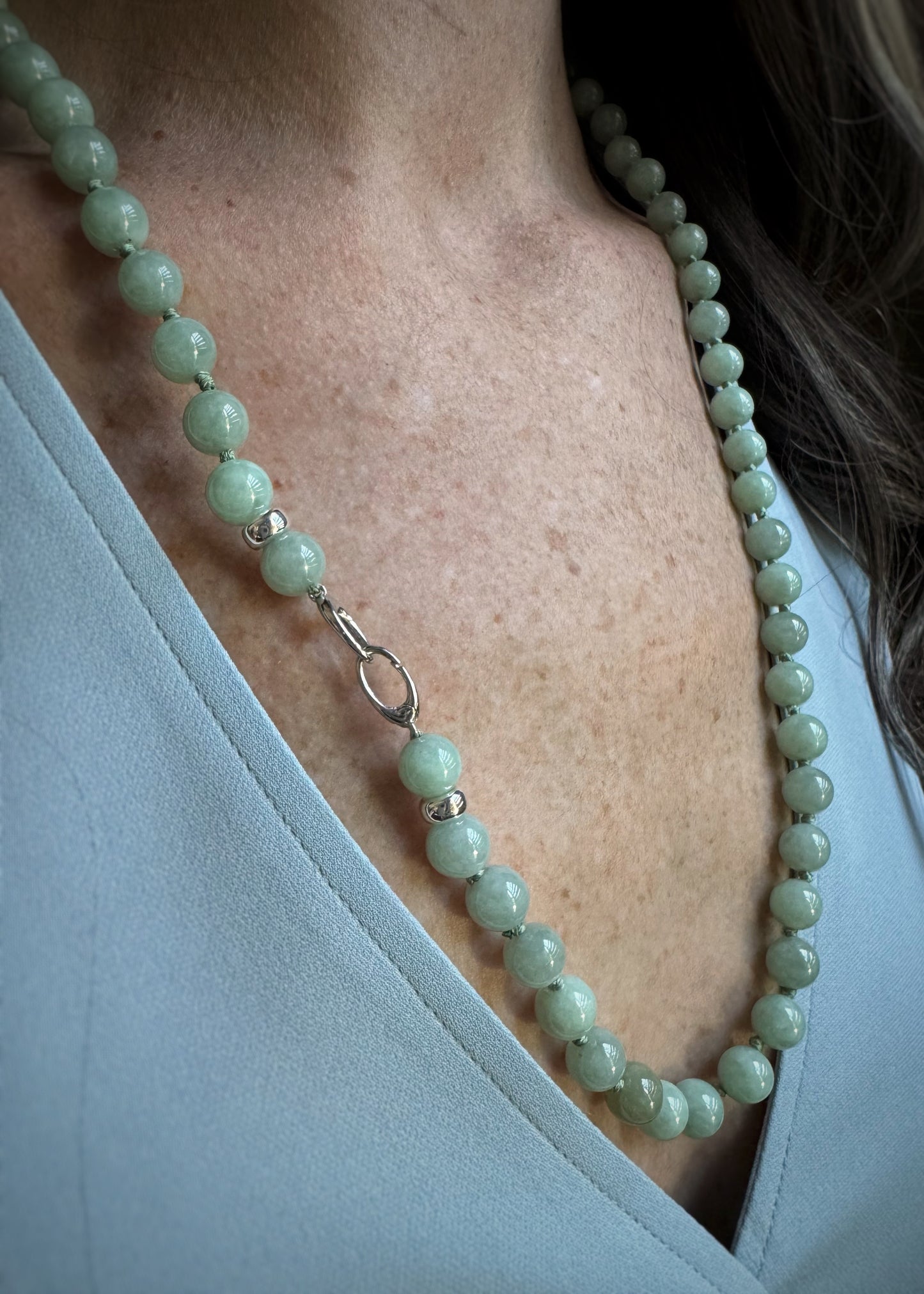Sterling + Jade Bead Necklace