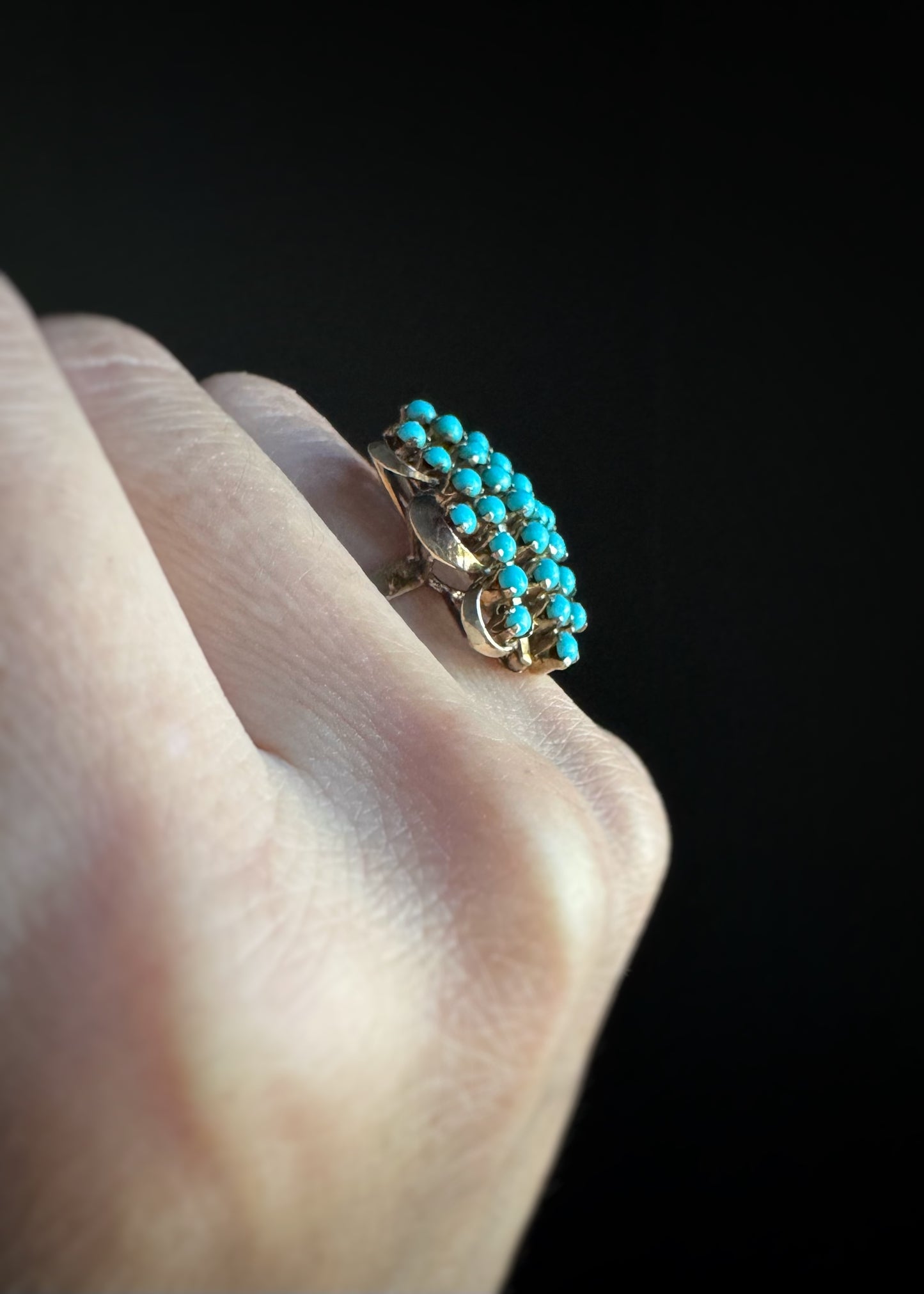 Estate 14k + Turquoise Cluster Cocktail Ring