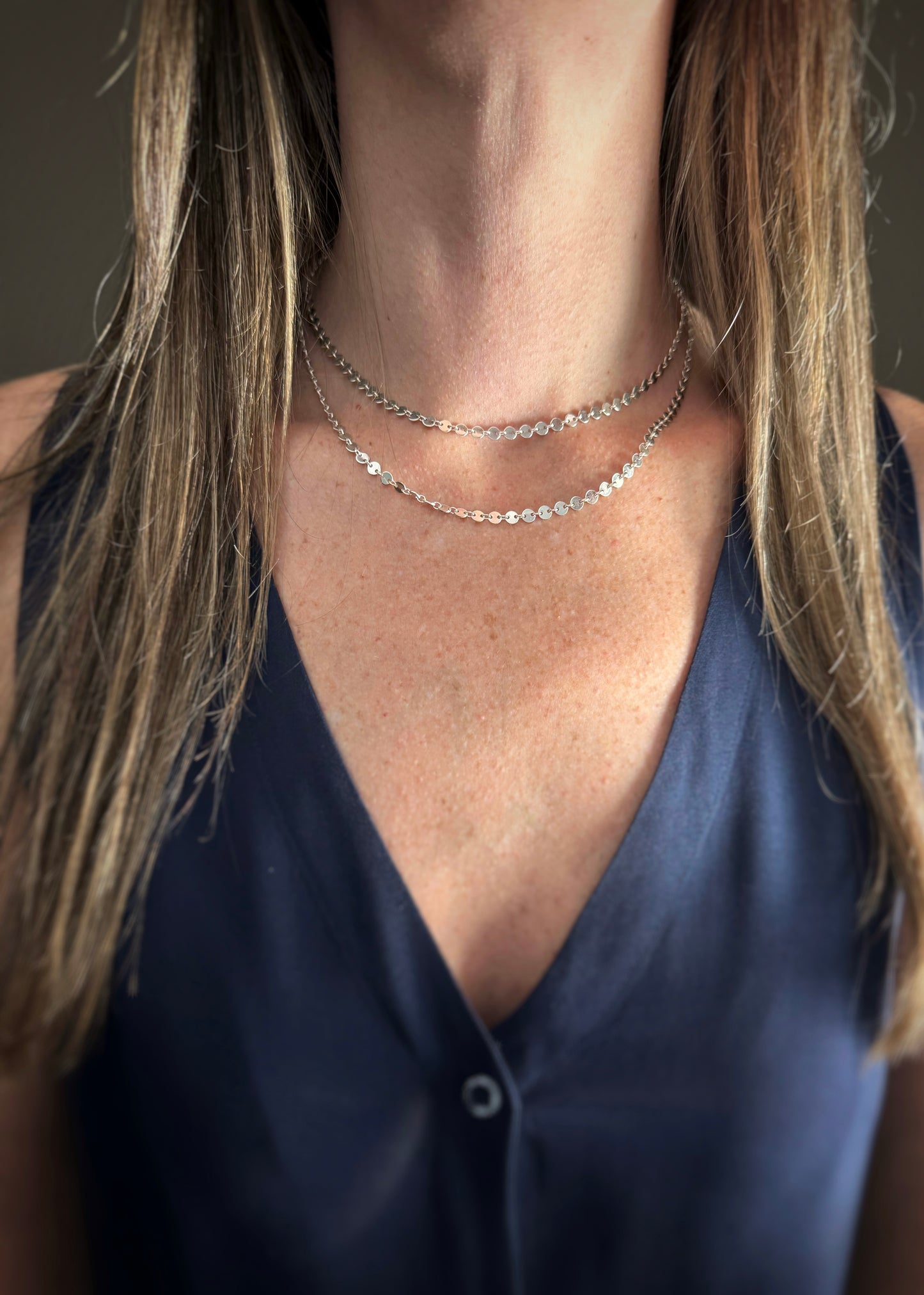 Sterling + Disc Chain Necklace 16"