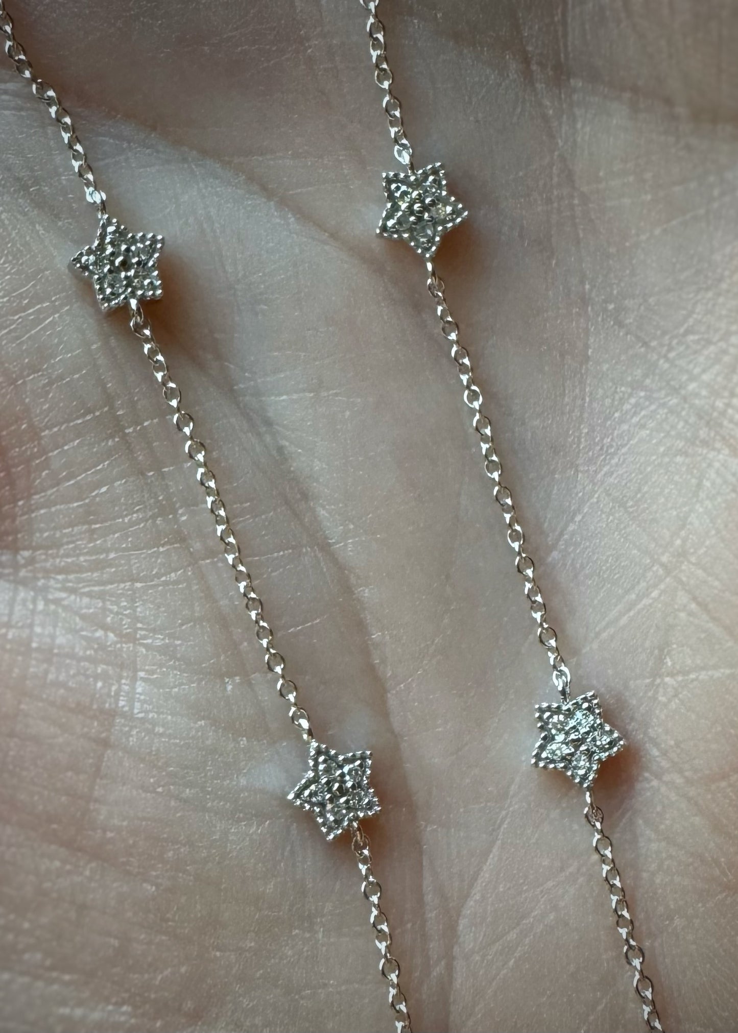 Estate 14k + Diamond Star Station Necklace