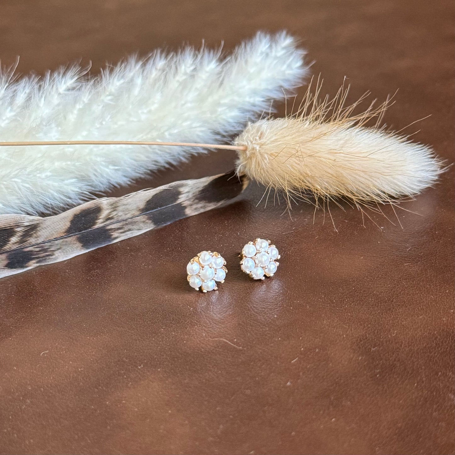 Estate 14k + Cultured Pearl Flower Stud Earrings