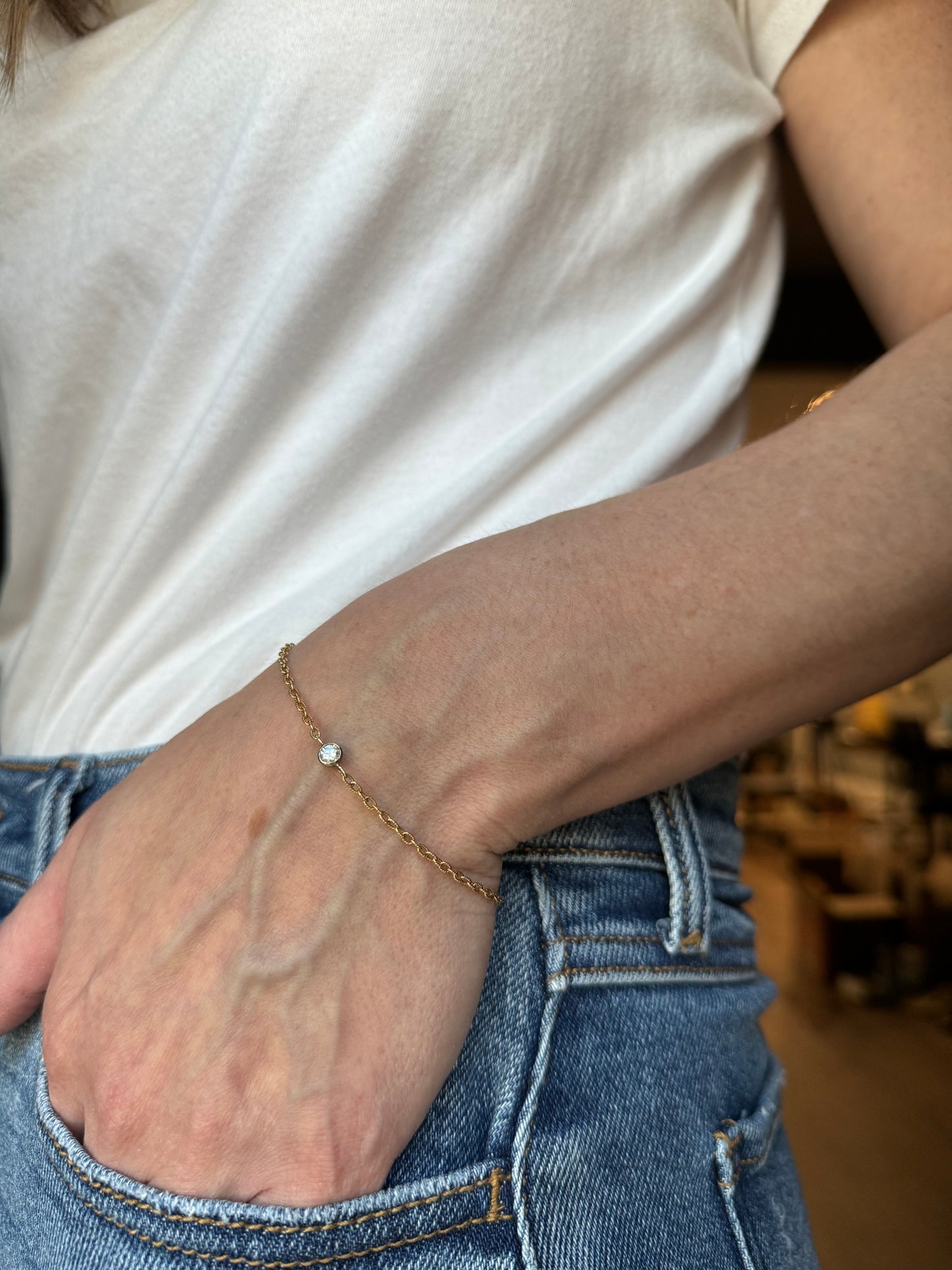 14k + Diamond Bezel Solitaire Bracelet