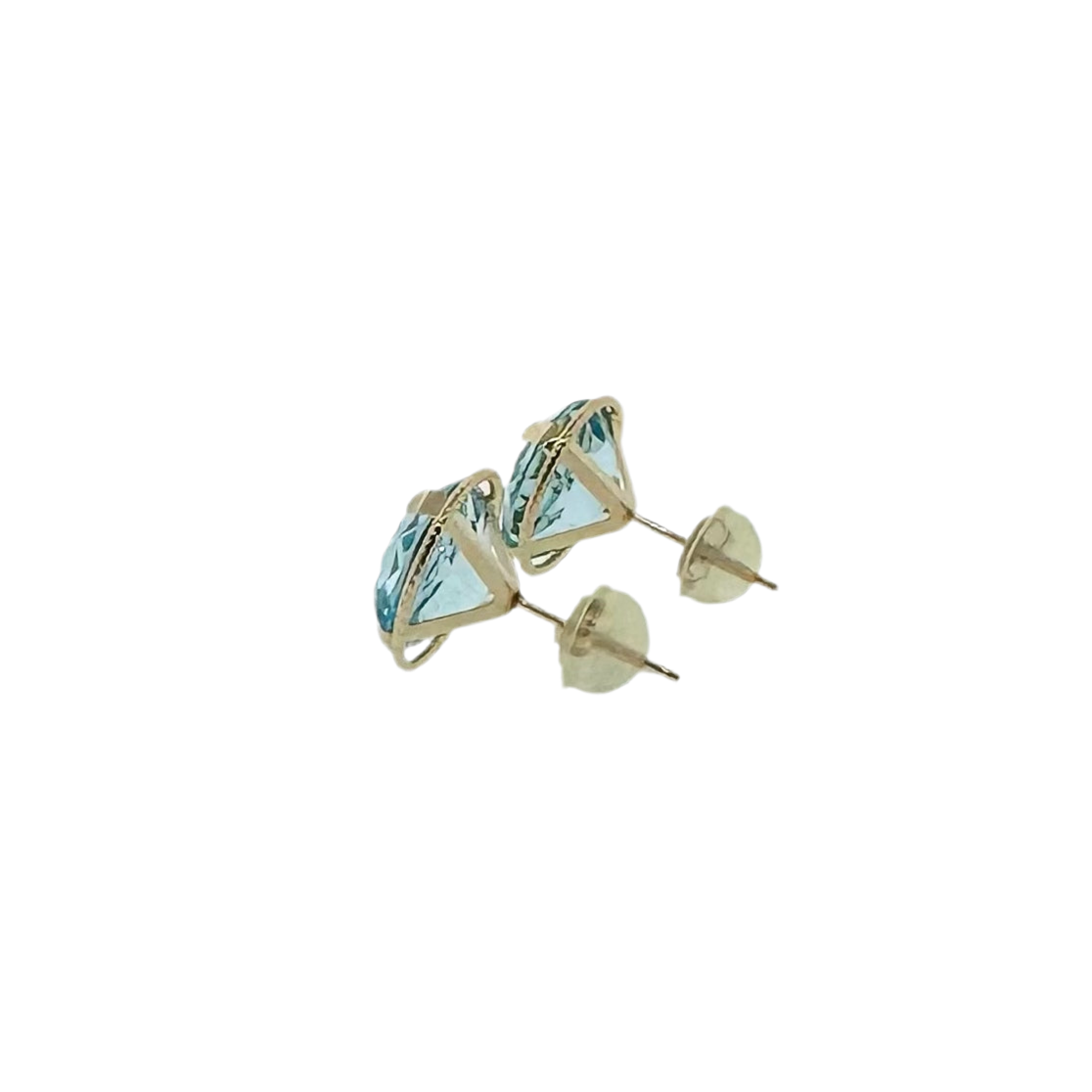 Estate 14k + Blue Topaz Stud Earrings