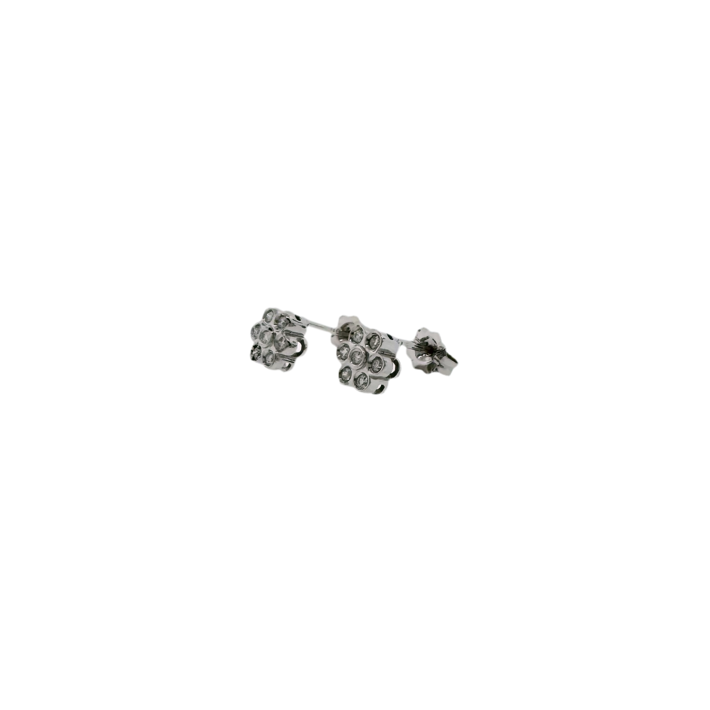 Estate 18k + Diamond Cluster Flower Earrings