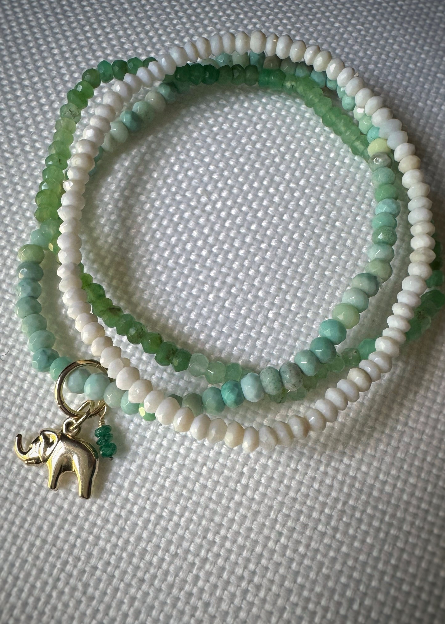 Faceted Prase Opal Bead Stretch Bracelet