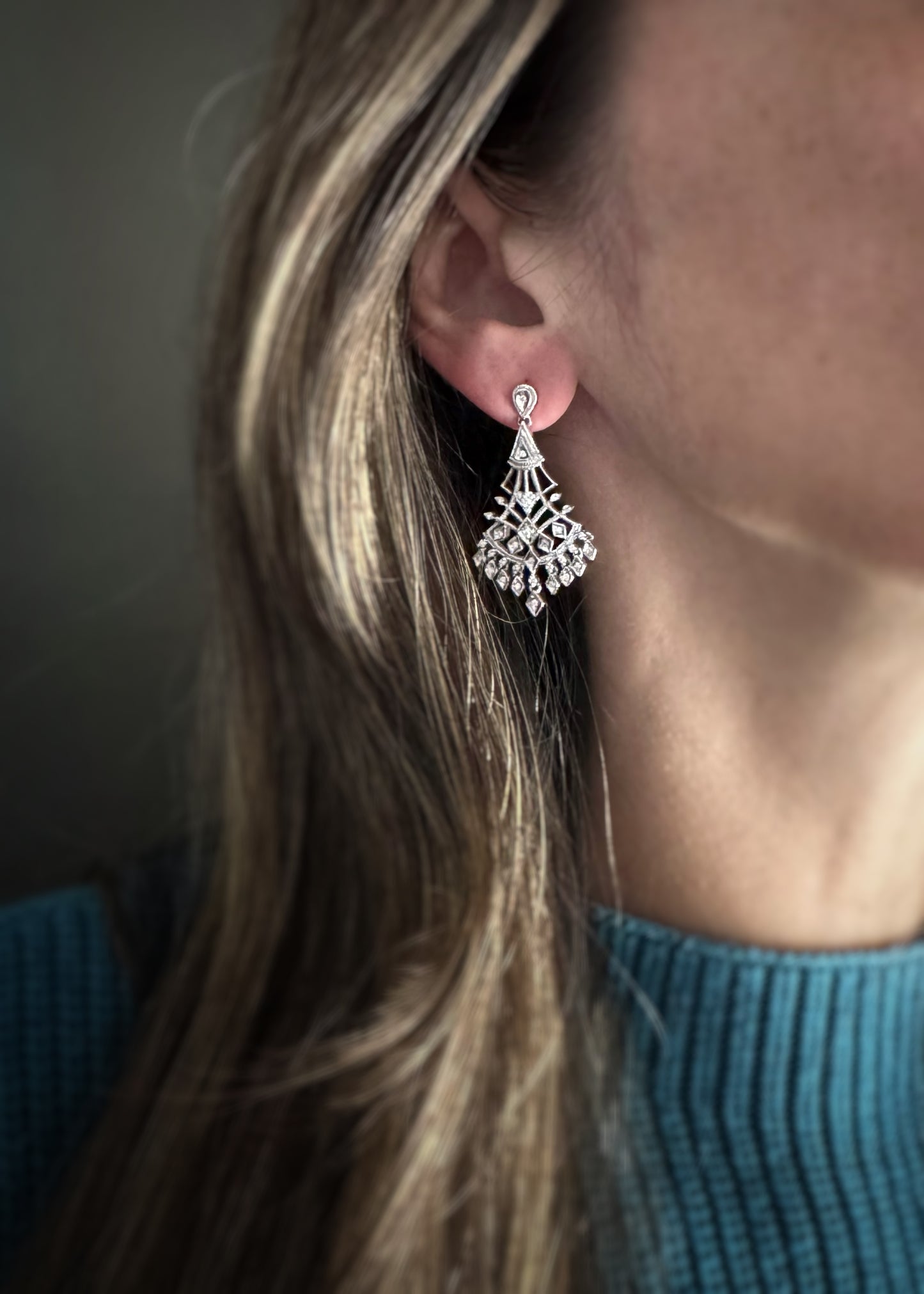 Estate 14k + Diamond Chandelier Earrings