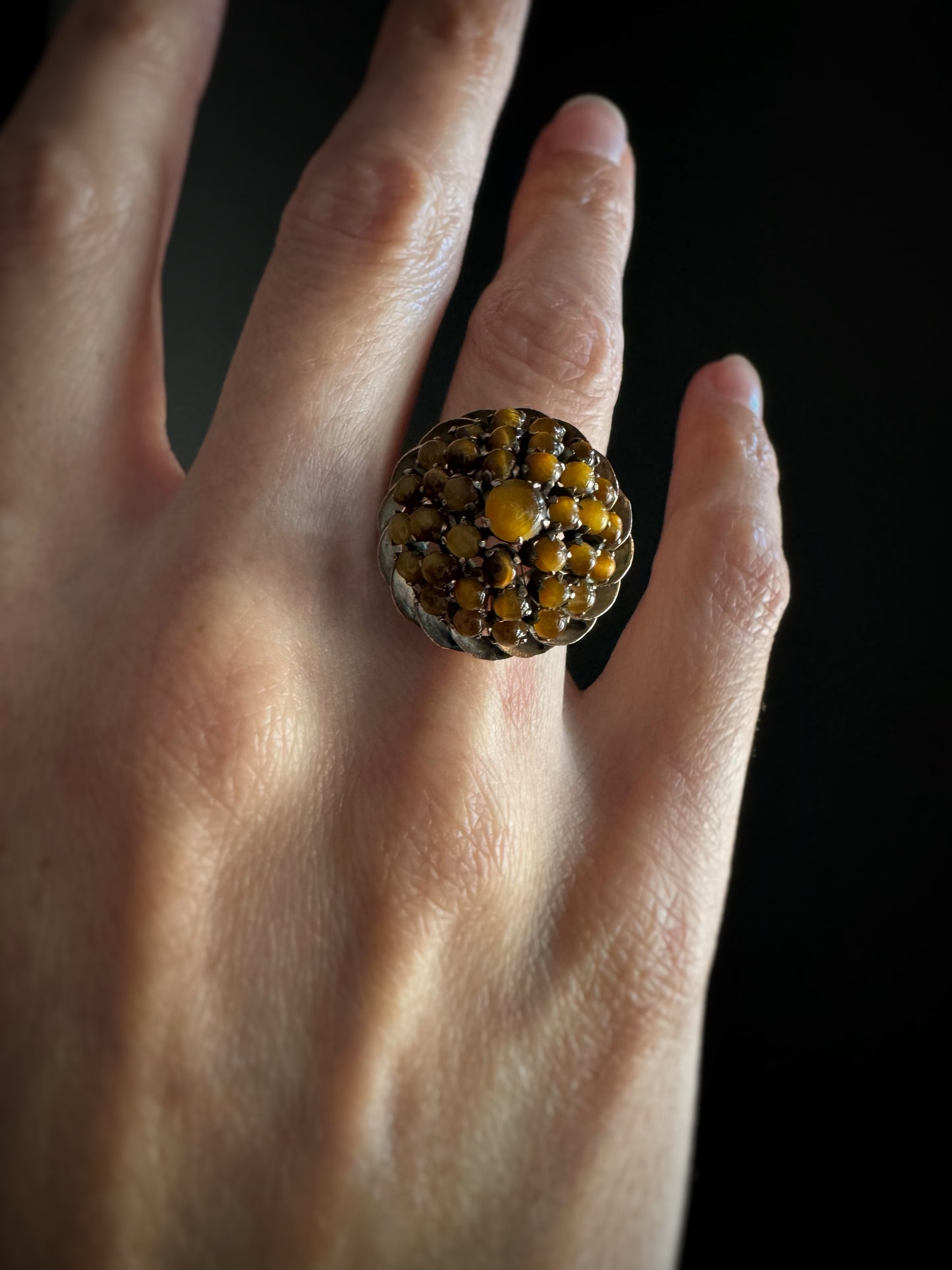 Estate 10k + Tigereye Princess Ring