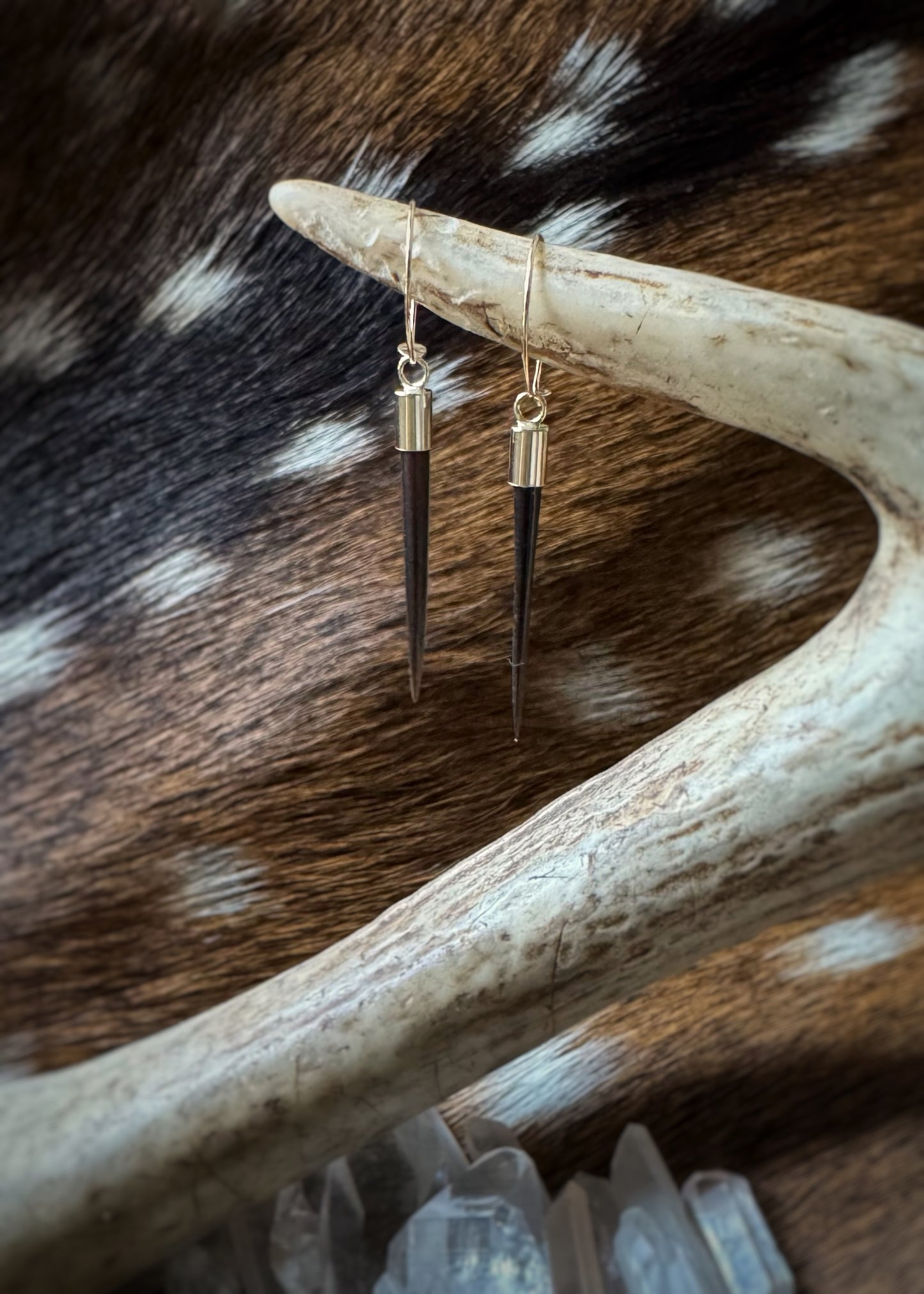 14k + Porcupine Quill Hoop Earrings