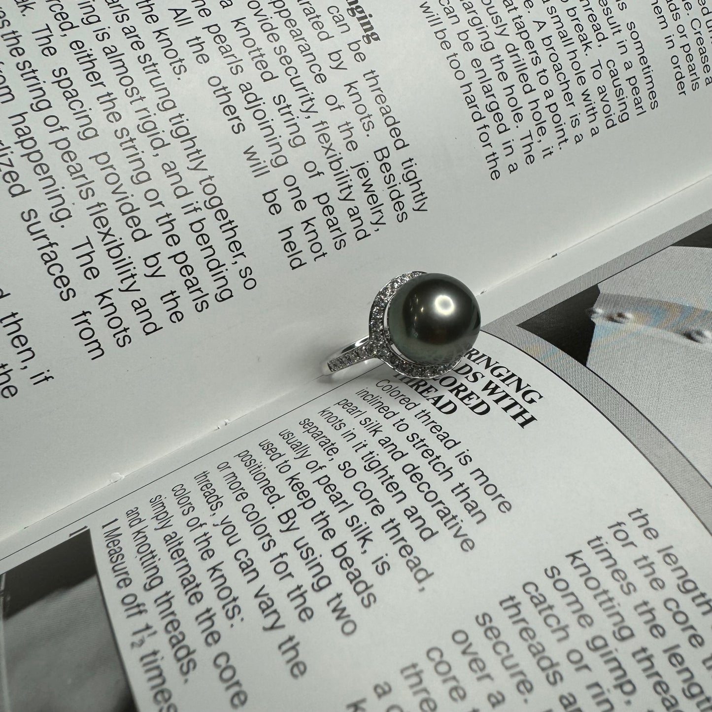 14k + Tahitian Pearl and Diamond Ring